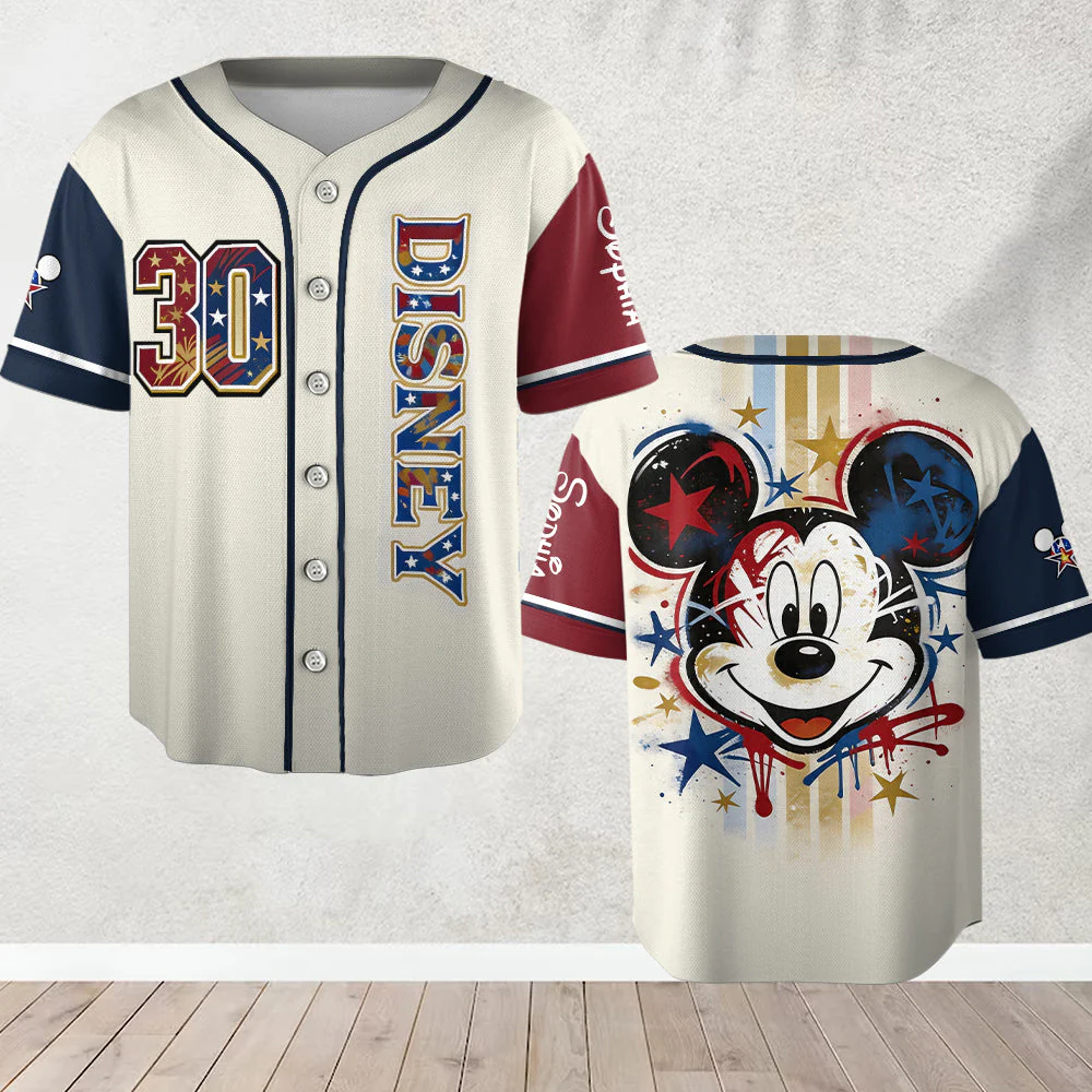MkMo Magic Mouse USA 250th Anniversary - Personalized Baseball Jersey For Kid, Adult - Gift For Movie Fans, Patriots HH01 - image 3