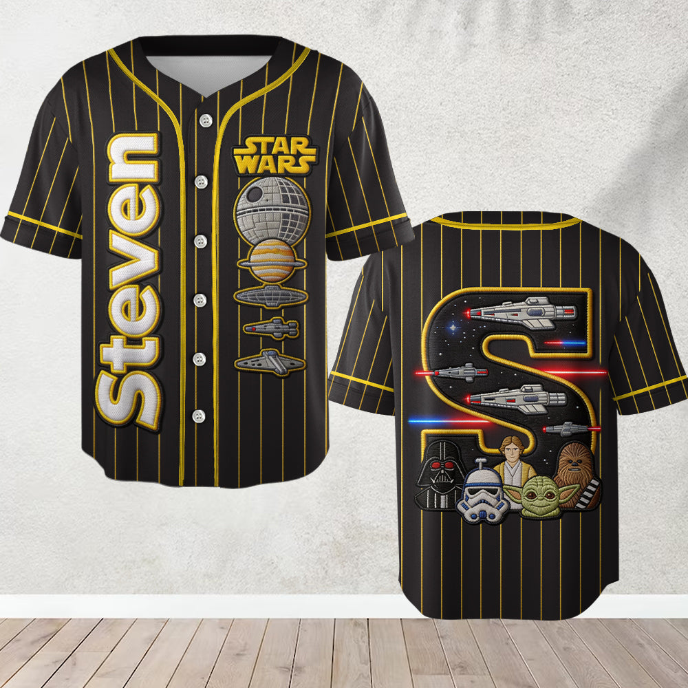 Stwa Galaxy Star The Force Alphabet Letter - Personalized Baseball Jersey For Kid, Youth, Adult - Gift For Movie Fans NL122