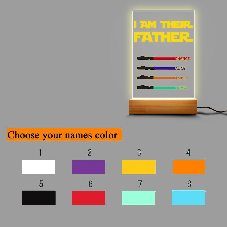 litzzy I Am Their Father Night Light, Personalized Night Light For Dad, Fathers Day Gift, Birthday Gift for Him, Custom Light Saber Name Sign Night Light   