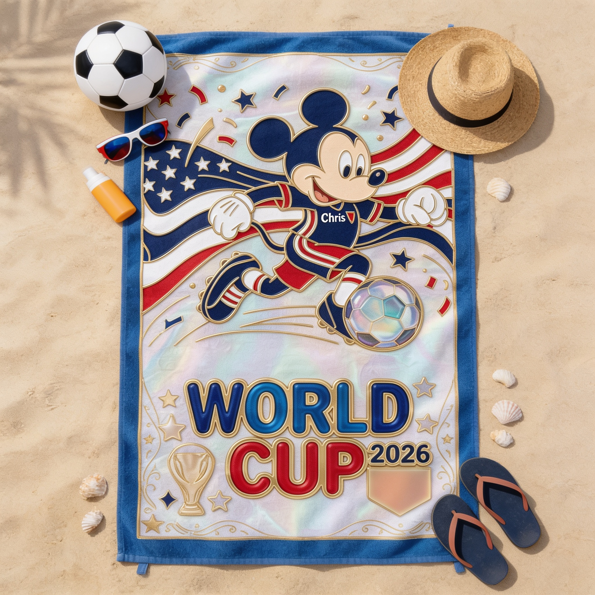 Summer Vacation With Magical Football Player - Personalized Beach Towel - Vacation Gift For Football Fans - MkMo - image 3