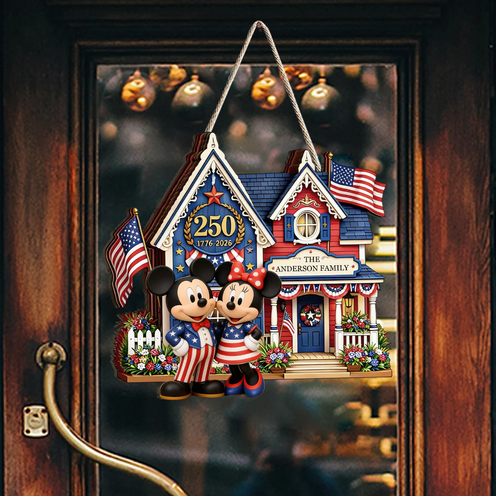 MkMo Magic Mouse Celebrate 250 Years Of America - Personalized Wood Sign - Gift For Movie Fans, Patriots