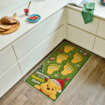 Honey Bear Welcome To Our Sweet Home Custom Name Christmas Gift For Family - Personalized Tufted Rug HH01
