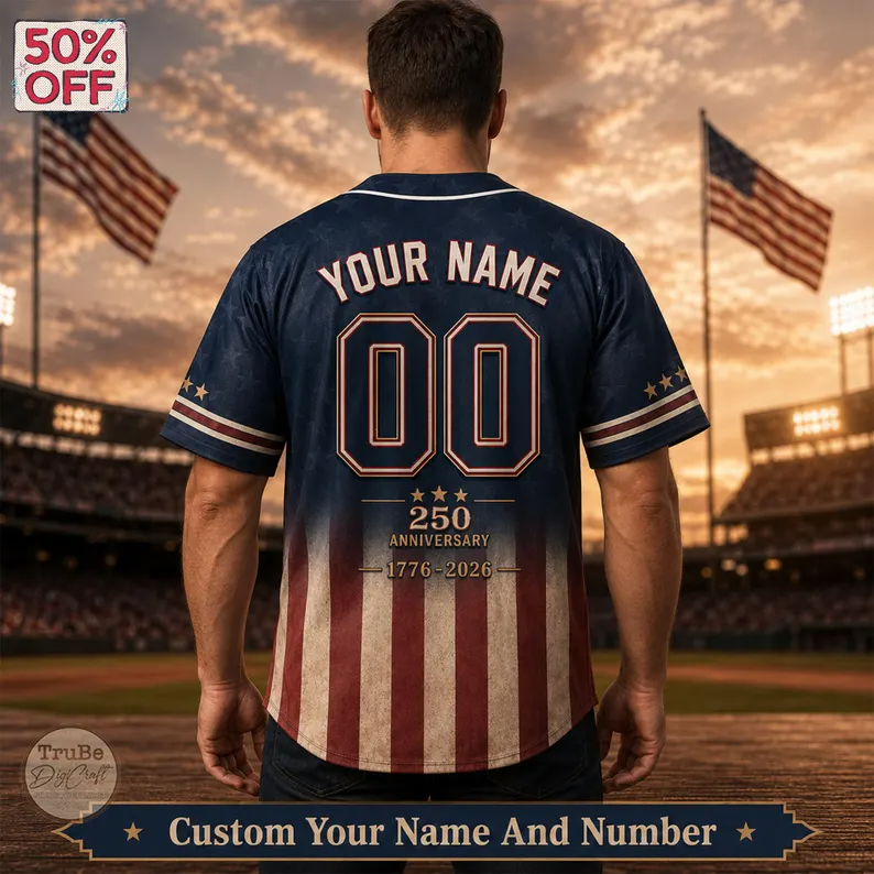 Celebrate 250 Years Of America Freedom - Personalized Baseball Jersey - Gift For Patriots - image 3