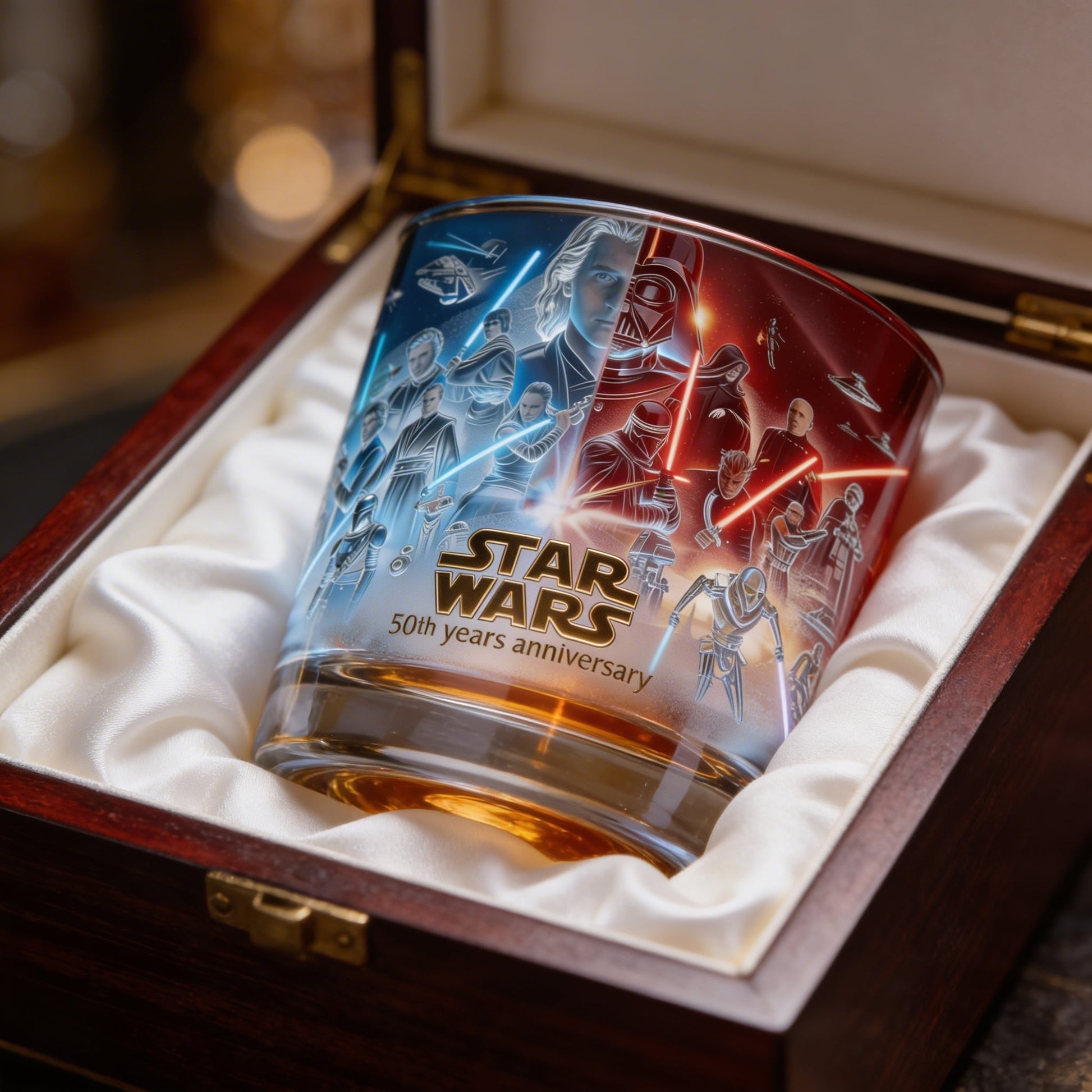 Stwa Galaxy Star 50th Anniversary - Personalized Whiskey Glass - Gift For Movie Fans HH01
