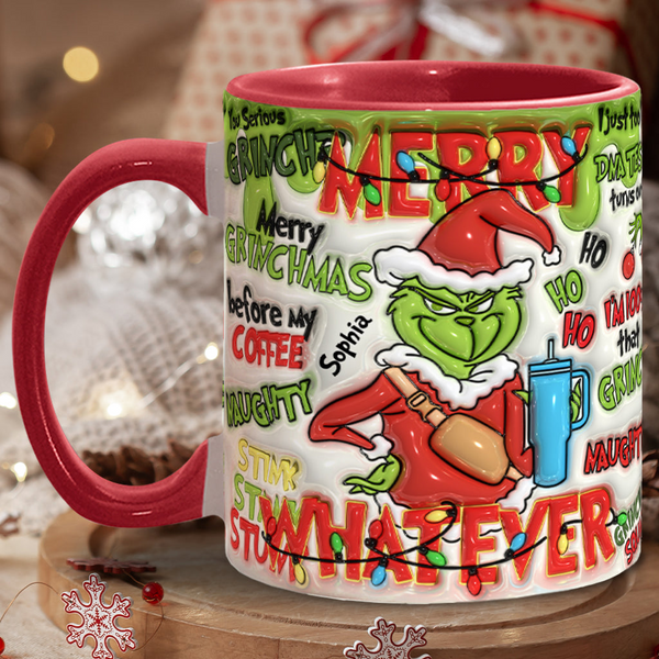 Grch Green Monster Merry Grinchmas - Personalized Accent Mug - Christmas Gift HH01