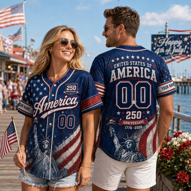 Celebrate 250 Years Of America Freedom - Personalized Baseball Jersey - Gift For Patriots - image 3
