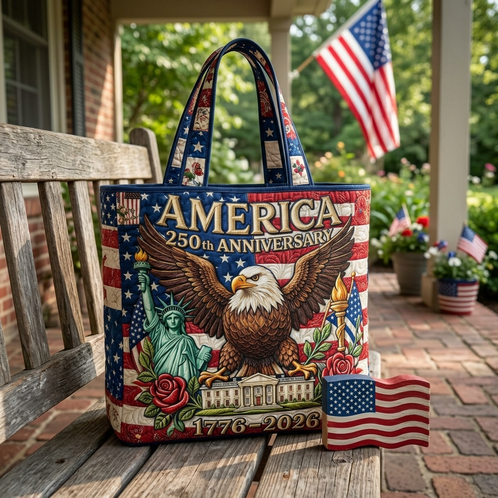 CT6060518 America 250th Anniversary Eagle Honor - Quilted Tote Bag - Patriotic Gift For Her - image 3