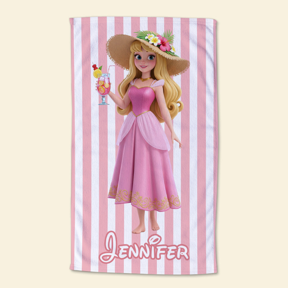 Summer Time With Beautiful Princess - Personalized Beach Towel - Vacation Gift For Movie Fans - DSNY BA01