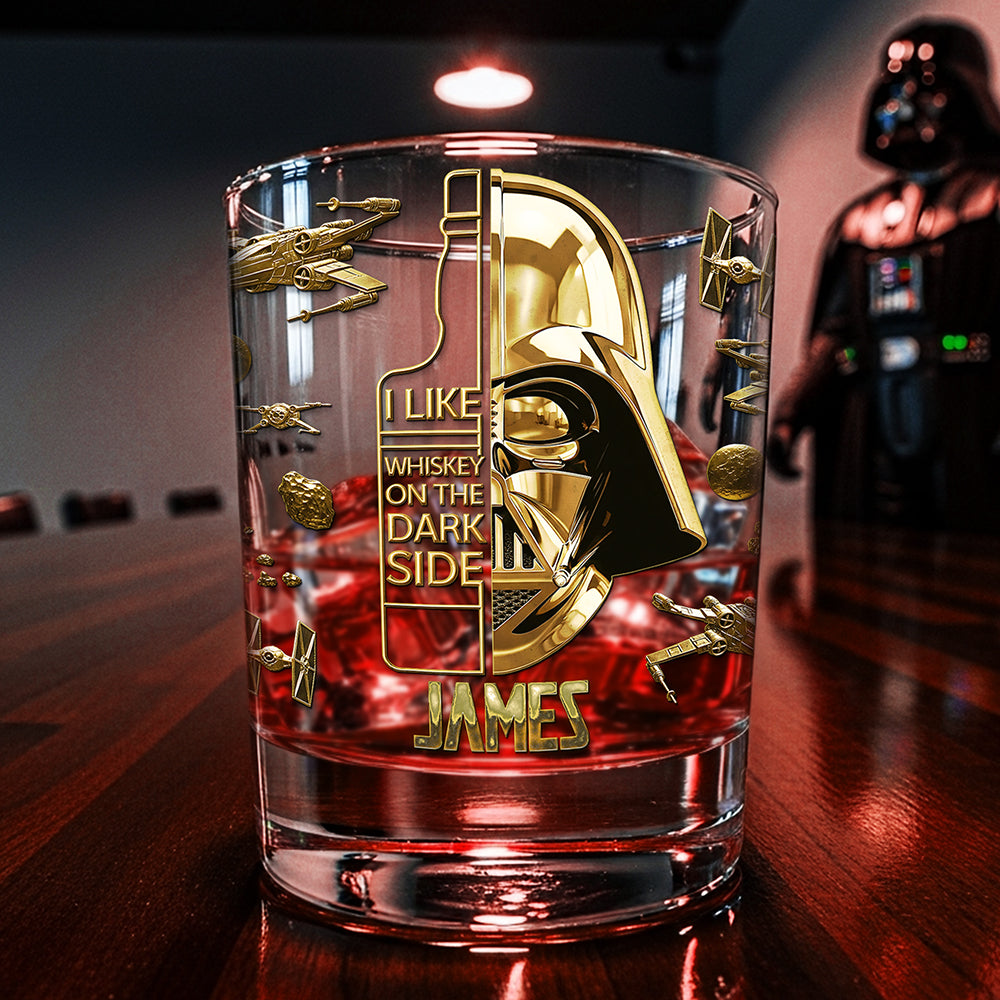 Stwa I Like Whiskey On The Dark Side - Personalized Whiskey Glass - Christmas Gift For Drinkers HH01