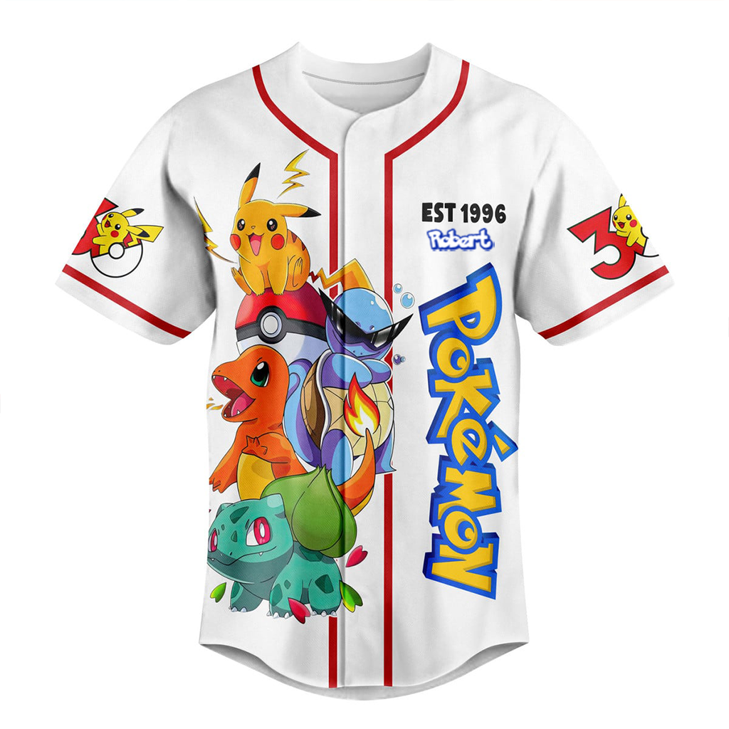 PoMo 30 Years Of Catching Them All - Personalized Baseball Jersey - Gift For Movie Fans BA01