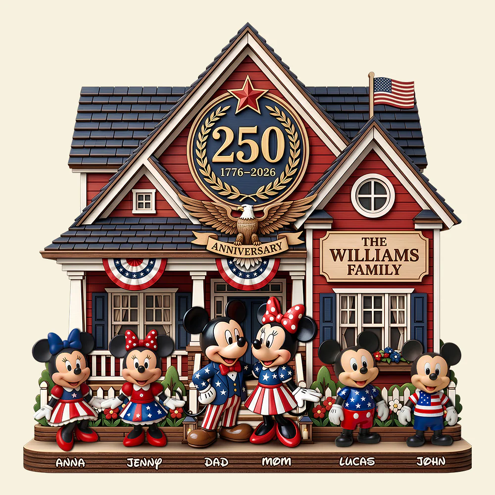 MkMo Magic Mouse Celebrate 250 Years Of America's Freedom - Personalized Custom Shaped Wood Sign - Gift For Family, Patriots BA01