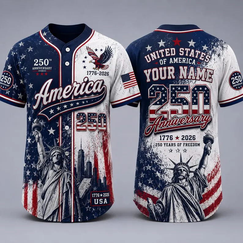 Celebrate 250 Years Of America Freedom - Personalized Baseball Jersey - Gift For Patriots - image 3