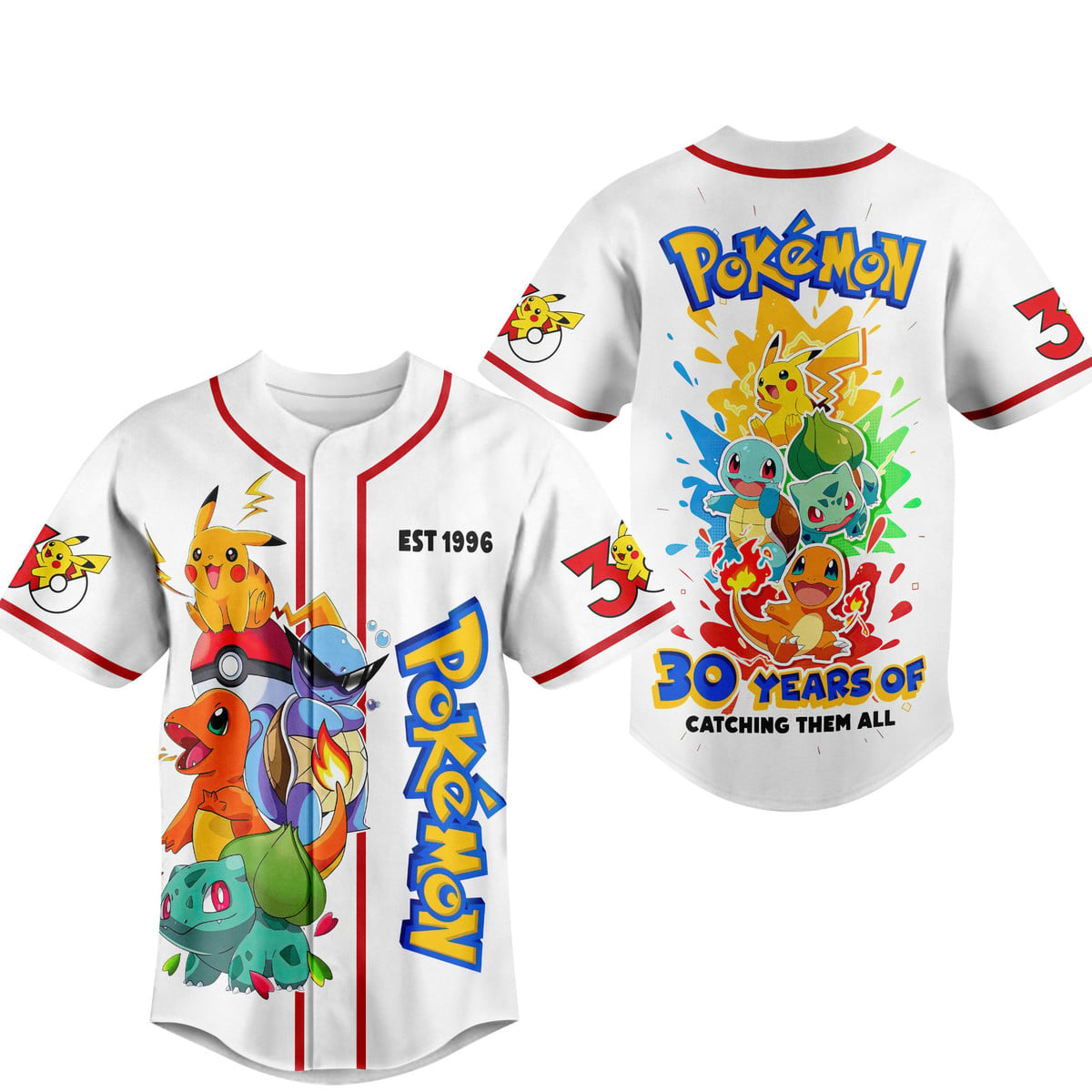 PoMo 30 Years Of Catching Them All - Personalized Baseball Jersey - Gift For Movie Fans BA01