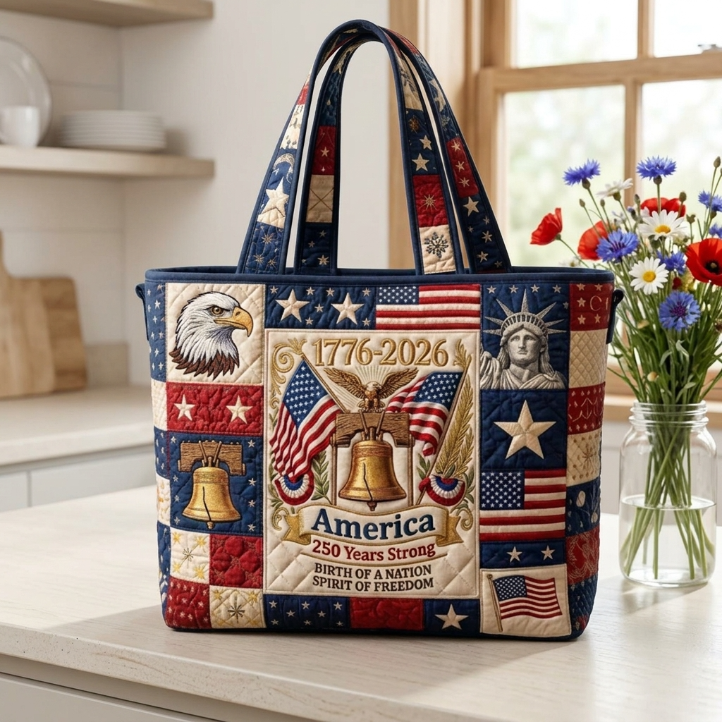 America 250 Years Strong 1776-2026 - Quilted Tote Bag - Patriotic Gift For Her - image 5