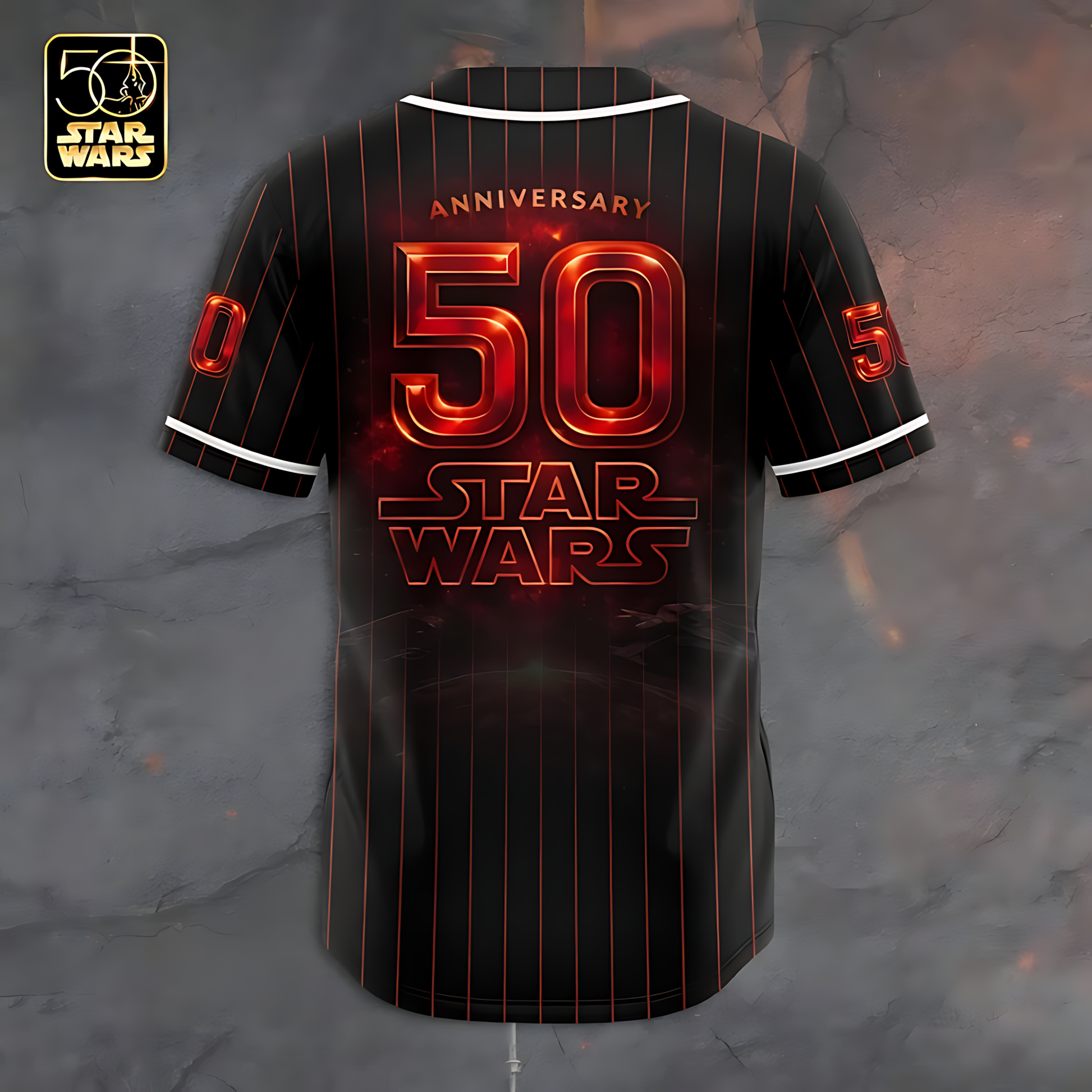 Stwa 50th Anniversary With Red Evil Captian - Personalized Baseball Jersey - Gift For Dad, Movie Fans