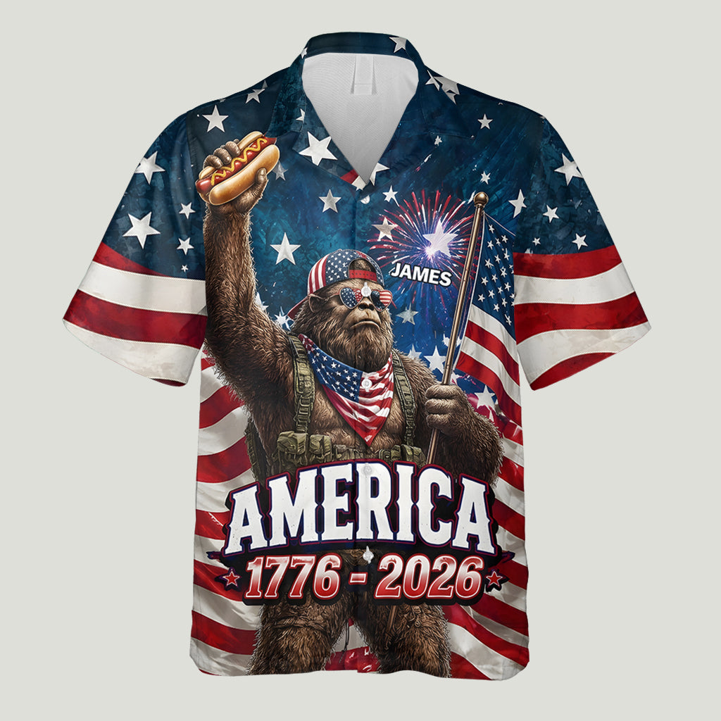 Bigfoot Celebrate 4th Of July - Personalized Hawaiin Shirt - Gift For Patriots - image 3