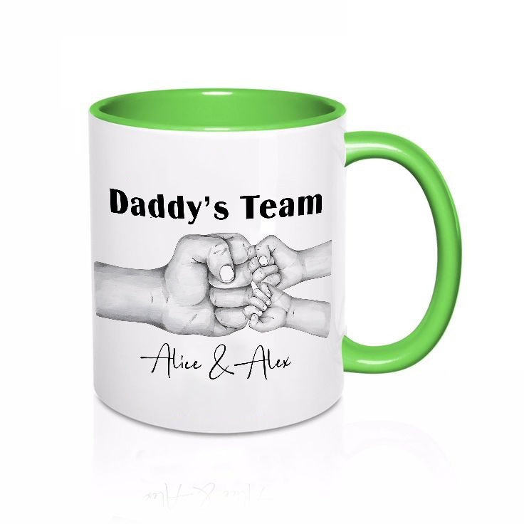 litzzy Personalized  Daddy Child Fist Bump Fathers Day Accent Mug, Custom Dad Mug Coffee Grandpa Funny Cute Mug Mug   