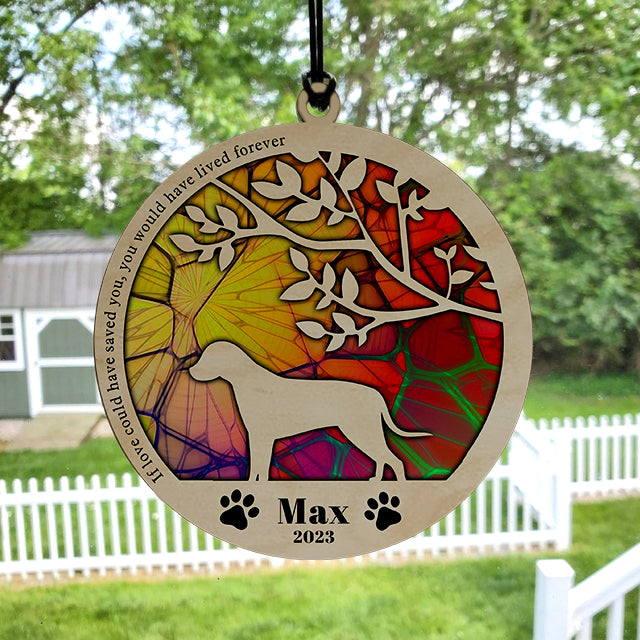 litzzy Litzzy Personalized Dog Suncatcher, Customizable Dog Breed Suncatcher, Stained Glass Light Catcher, Personalized Suncatcher Ornament, Pet Loss Gift Suncatcher   