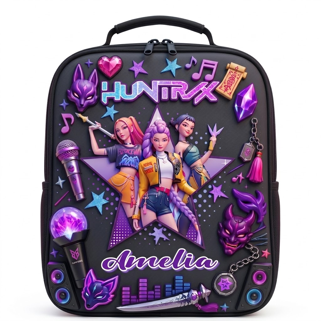 Fantasy Pop Warriors Neon Music - Personalized Backpack, Lunch Bag, Pencil Case & Water Bottle - Back to School Gift - image 6