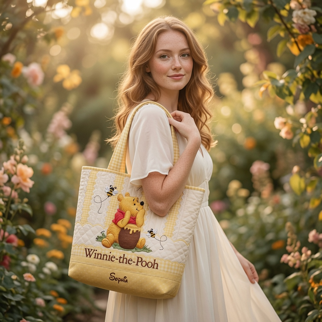 Just Loves Honey Bear And Friends - Personalized Quilted Tote Bag - Gift For Her - DSNY HH01 - image 4