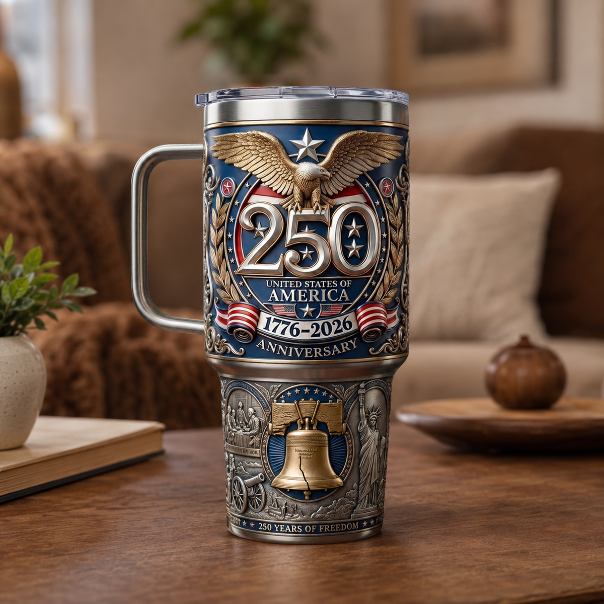 United States Eagle Liberty Bell 250th Anniversary - Personalized Tumbler - Gift For Patriots - image 4