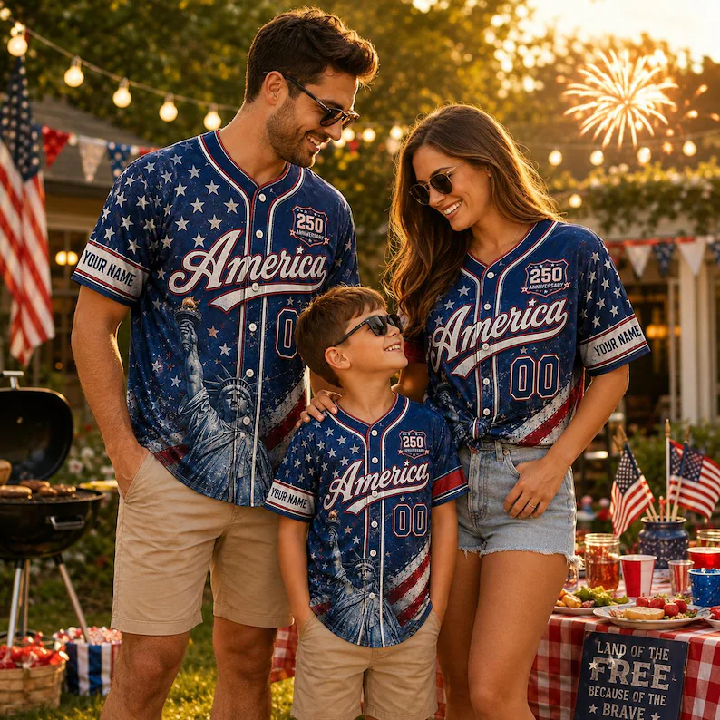 Celebrate 250 Years Of America Freedom - Personalized Baseball Jersey - Gift For Patriots - image 4
