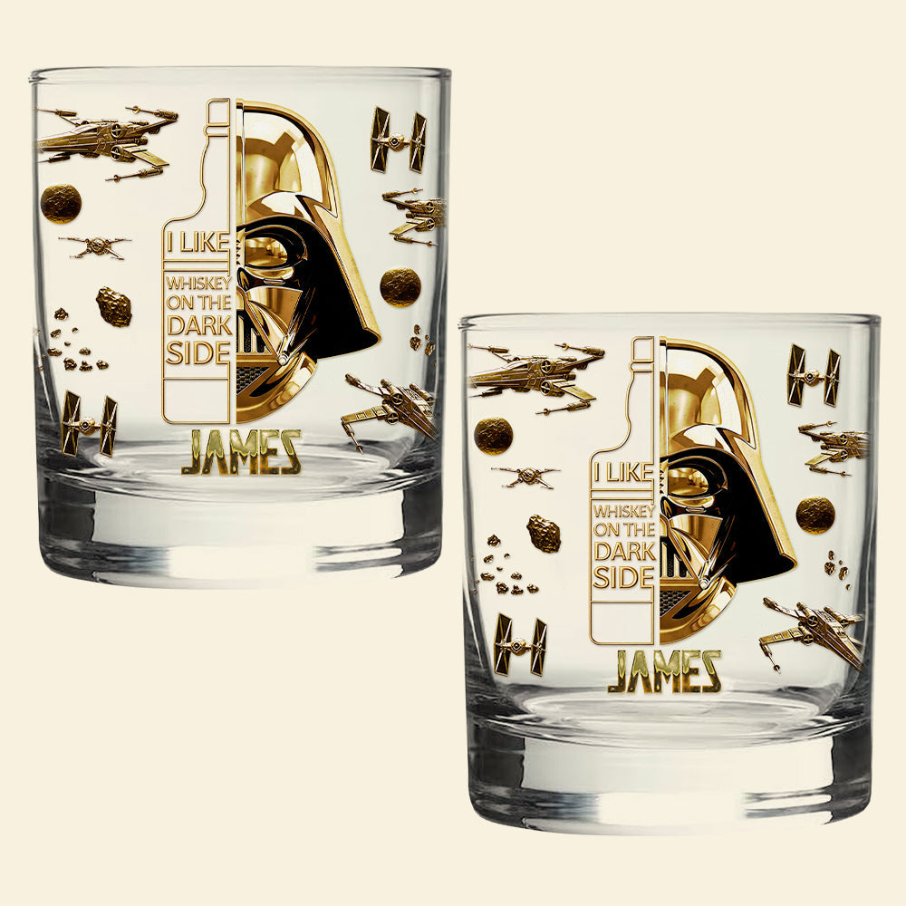 Stwa I Like Whiskey On The Dark Side - Personalized Whiskey Glass - Christmas Gift For Drinkers HH01