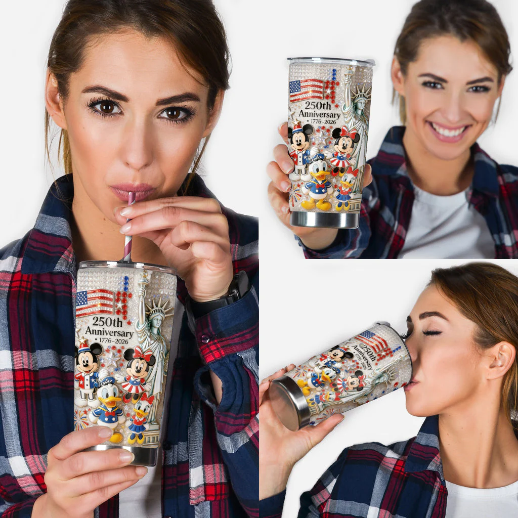 MkMo 250th Anniversary With Cute Characters - Personalized Tumbler - Independence Day For Movie Fans