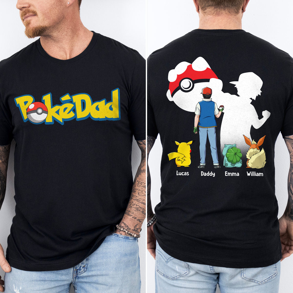 PoMo Best PokéDad Ever - Personalized Shirt 2 Side - Gifts For Dad - image 2