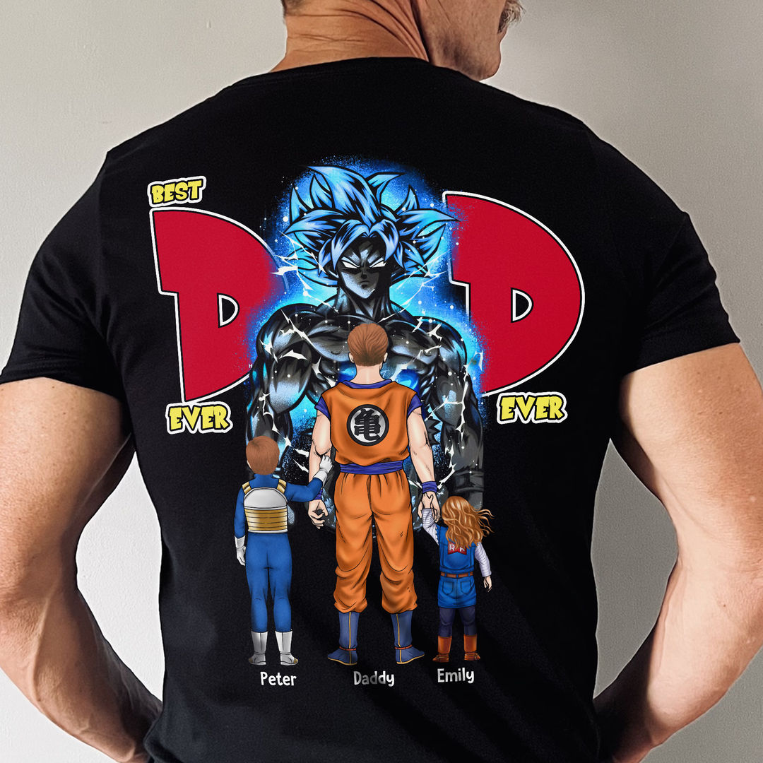 DrBa Best Saiyan Dad Ever - Personalized TShirt - Gift For Dad, Anime Fans - image 4