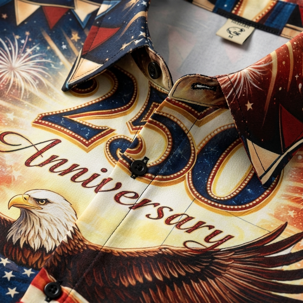 US 250th Anniversary 1776 2026 Map Flag Eagle Fireworks - Hawaiian Shirt - Patriotic Gift For Dad - image 4