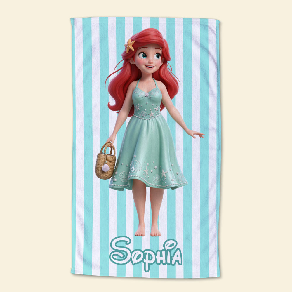 Summer Time With Beautiful Princess - Personalized Beach Towel - Vacation Gift For Movie Fans - DSNY BA01