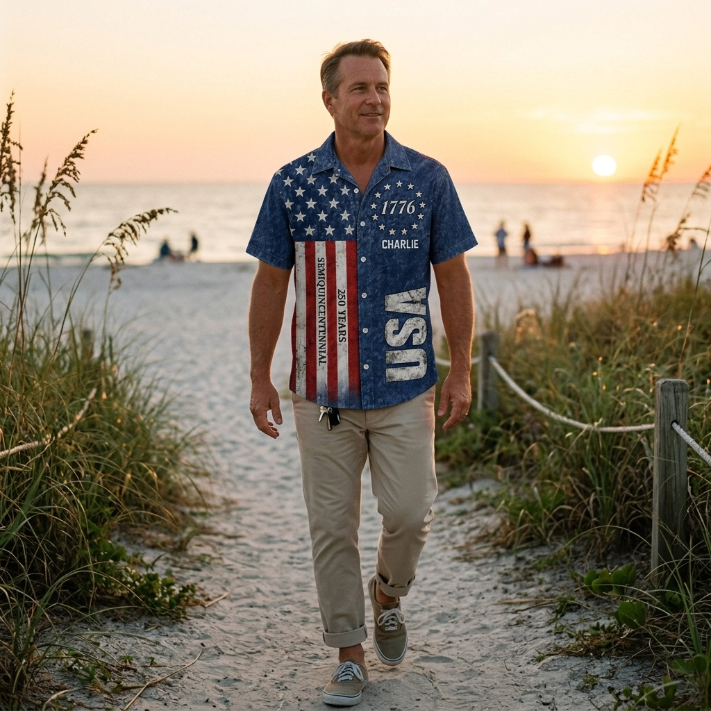 Proud To Be An American 1776 USA 250 Years - Personalized Hawaiian Shirt - Gift For Family - image 4