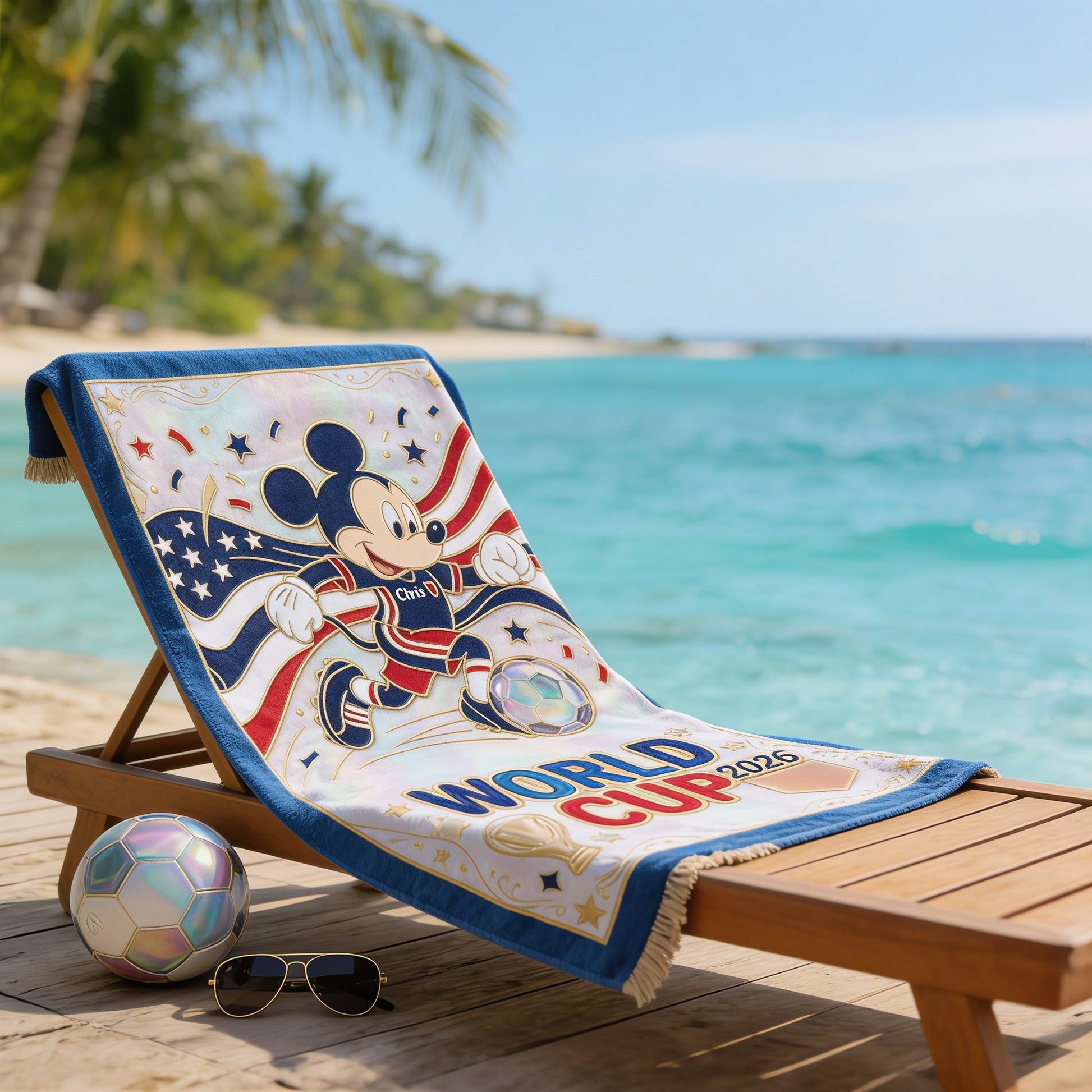 Summer Vacation With Magical Football Player - Personalized Beach Towel - Vacation Gift For Football Fans - MkMo - image 4
