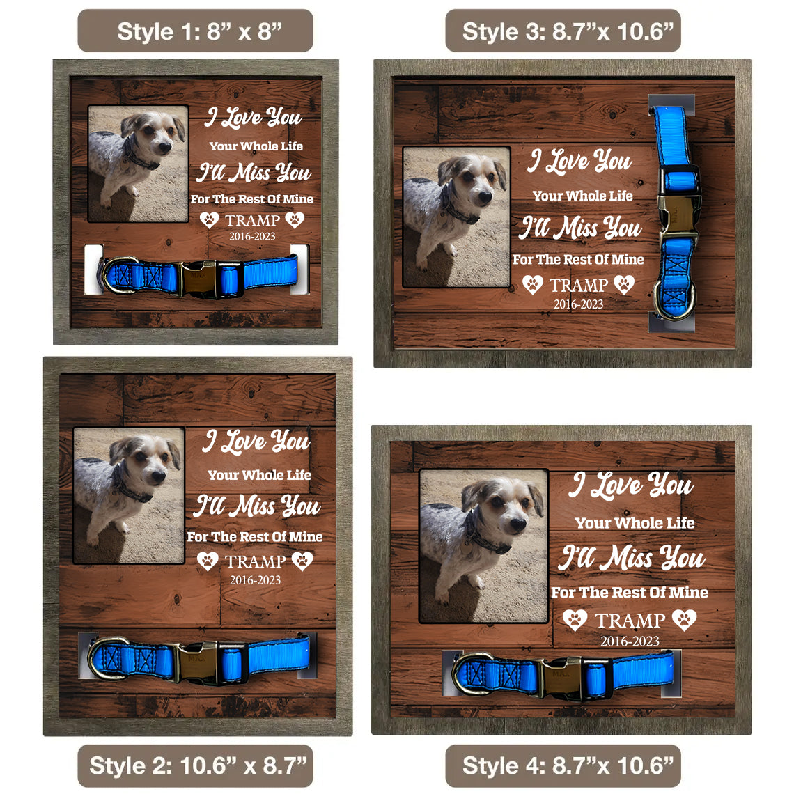litzzy Litzzy Pet Memorial Collar Sign, Pet Loss Gift, Custom Standing Frame, Personalized Heartfelt Gift, Dog Bereavement, Cat Bereavement Pet Picture Frame   