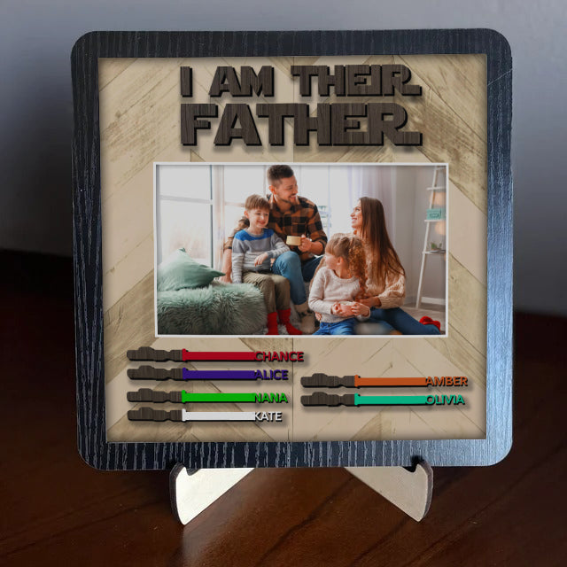 litzzy Unique Lightsaber Gift for Dad With Photo Upload: I Am Their Father Sign, Father's Day Gift 2023, Father Wooden Handmade Sign Custom Wooden Sign   