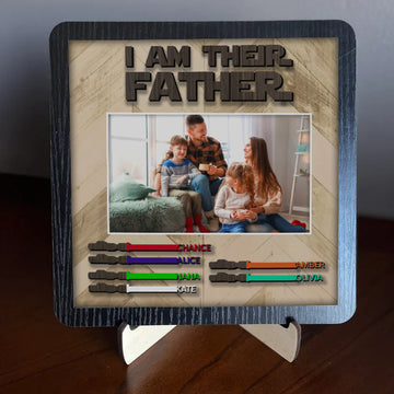 litzzy Unique Lightsaber Gift for Dad With Photo Upload: I Am Their Father Sign, Father's Day Gift 2023, Father Wooden Handmade Sign Custom Wooden Sign   