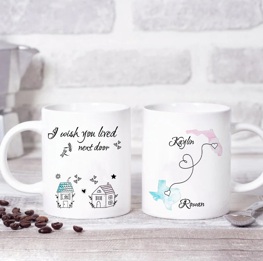 litzzy I Wish You Loved Next Door Mug, Best Friend Gift, Friendship Mug, Best Friend Coffee Mug Mug   