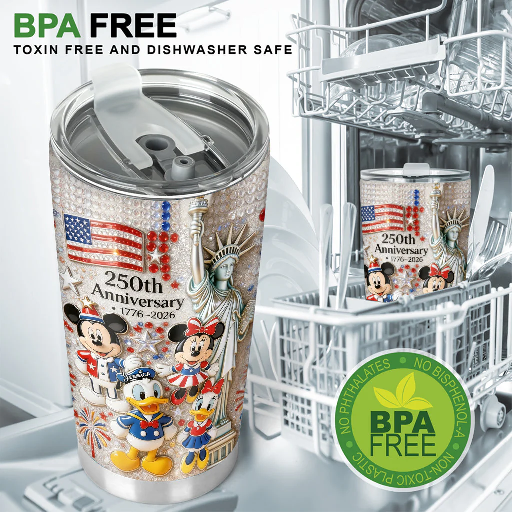 MkMo 250th Anniversary With Cute Characters - Personalized Tumbler - Independence Day For Movie Fans