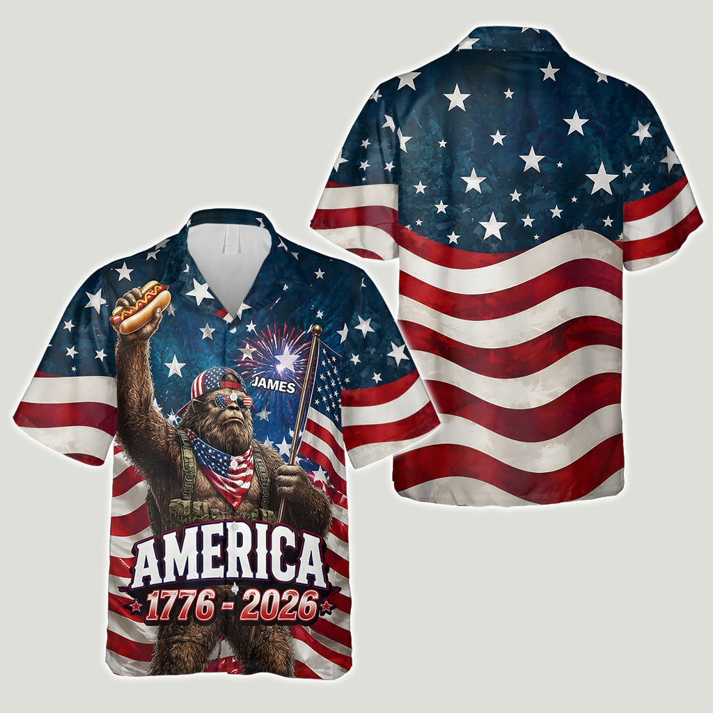 Bigfoot Celebrate 4th Of July - Personalized Hawaiin Shirt - Gift For Patriots - image 5