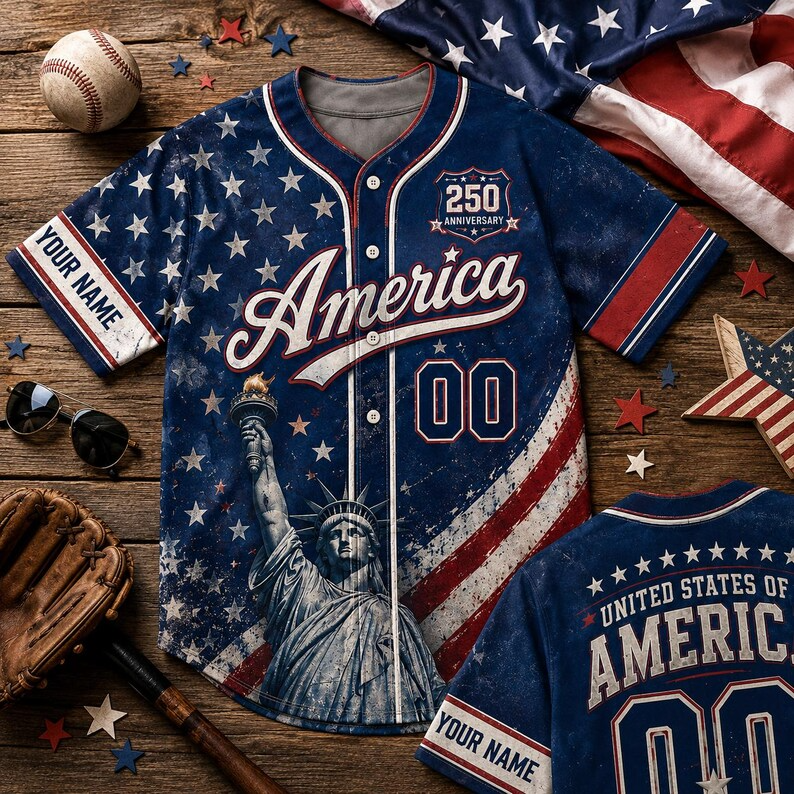 Celebrate 250 Years Of America Freedom - Personalized Baseball Jersey - Gift For Patriots - image 5