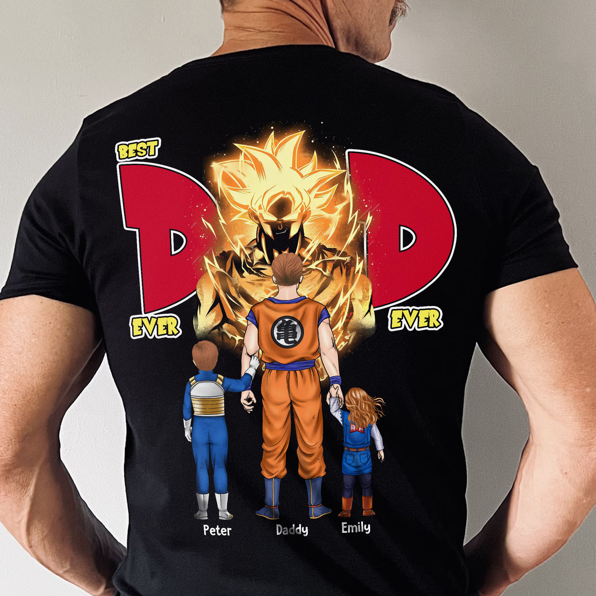 DrBa Best Saiyan Dad Ever - Personalized TShirt - Gift For Dad, Anime Fans - image 5