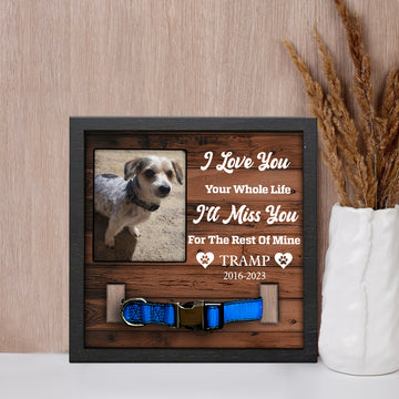 litzzy Litzzy Pet Memorial Collar Sign, Pet Loss Gift, Custom Standing Frame, Personalized Heartfelt Gift, Dog Bereavement, Cat Bereavement Pet Picture Frame Style 1: 7.9x7.9  