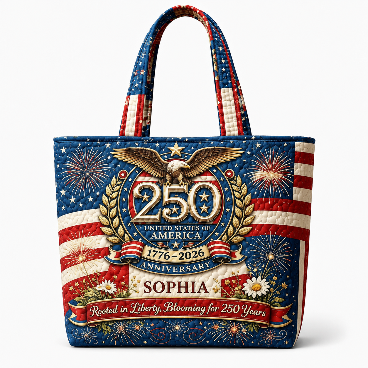 US 250th Anniversary Patriotic Bald Eagle - Personalized Quilted Tote Bag - Gift For Her - image 4
