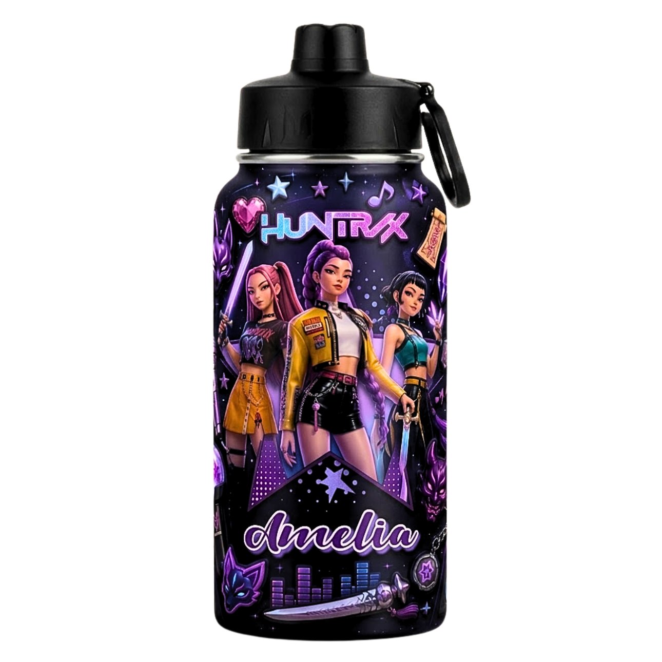 Fantasy Pop Warriors Neon Music - Personalized Backpack, Lunch Bag, Pencil Case & Water Bottle - Back to School Gift - image 7