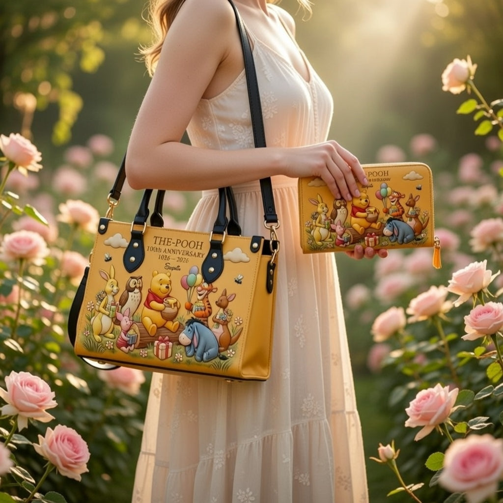 DSNY Honey Bear With Friends 100th Anniversary - Personalized Leather Handbag And Long Wallet - Gift For Fan Movies HH01 - image 7