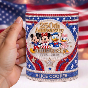 MkMo Magical Mouse & Funny Friends Celebrate 250th Anniversary -  Personalized Edge To Edge Mug - Gift For Movie Fans, Patriots