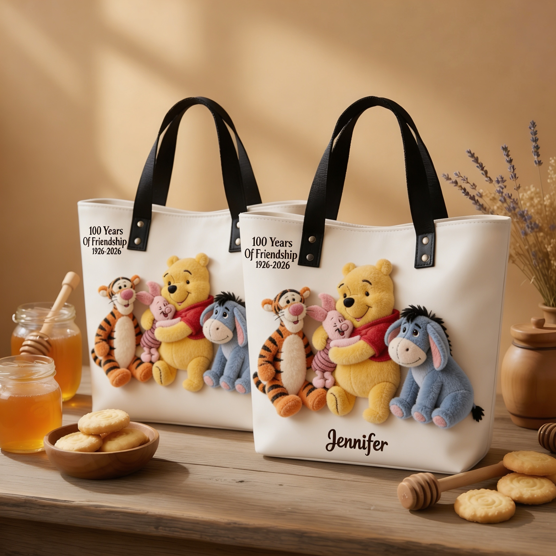 DSNY 100th Anniversary Honey Bear With Friend - Personalized Tote Bag - Gift For Movie Fans