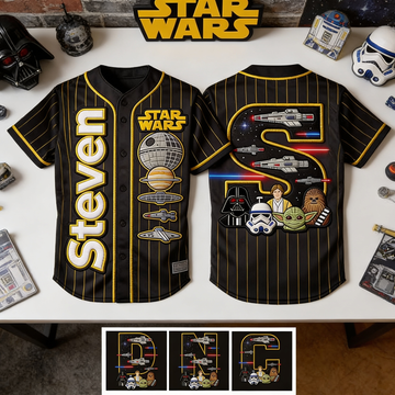 Stwa Galaxy Star The Force Alphabet Letter - Personalized Baseball Jersey For Kid, Youth, Adult - Gift For Movie Fans NL122