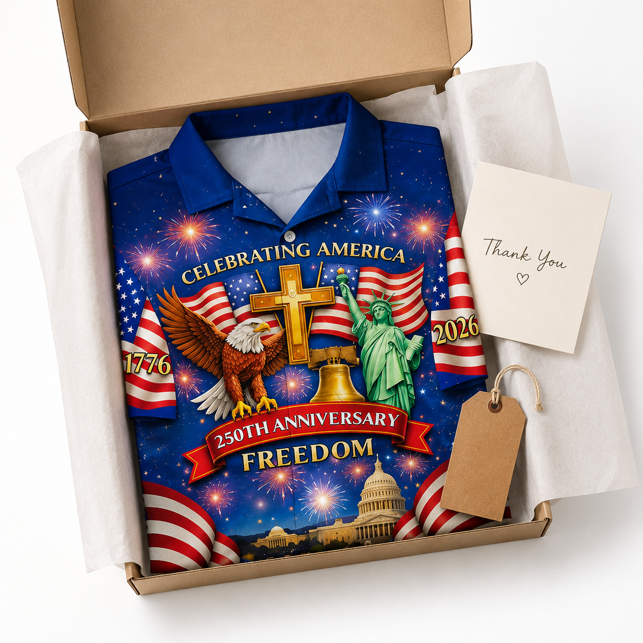 Celebrating America 250th Anniversary Freedom - Personalized Hawaiian Shirt - Gift For Patriotic Men - image 5